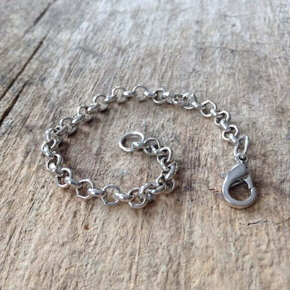 4 INCHES Rhodium Plated Chain Extender, Necklace Chain Extension - 5mm thick